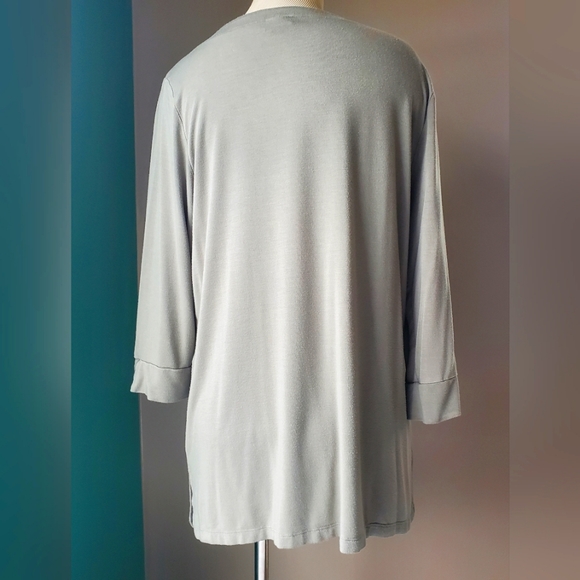 Chico's Women's pull over top sage green quarter sleeves size 2/L soft ECU - Picture 3 of 9